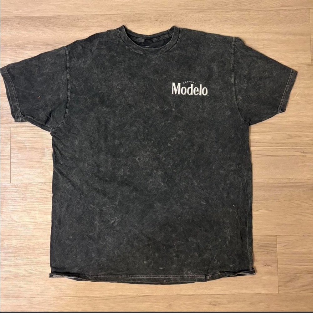 Vintage Black Washed Modelo Logo Short Sleeve Tee